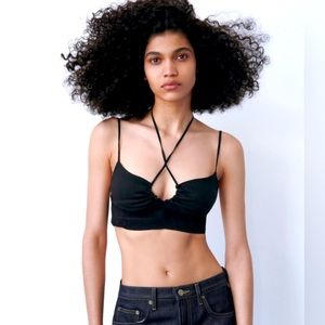 NWT Zara linen blend cropped halter